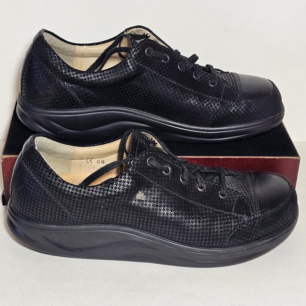 Finn Comfort Ikebukuro Oxford Sneaker Shoe Women's US 6.5 Black Leather Germany